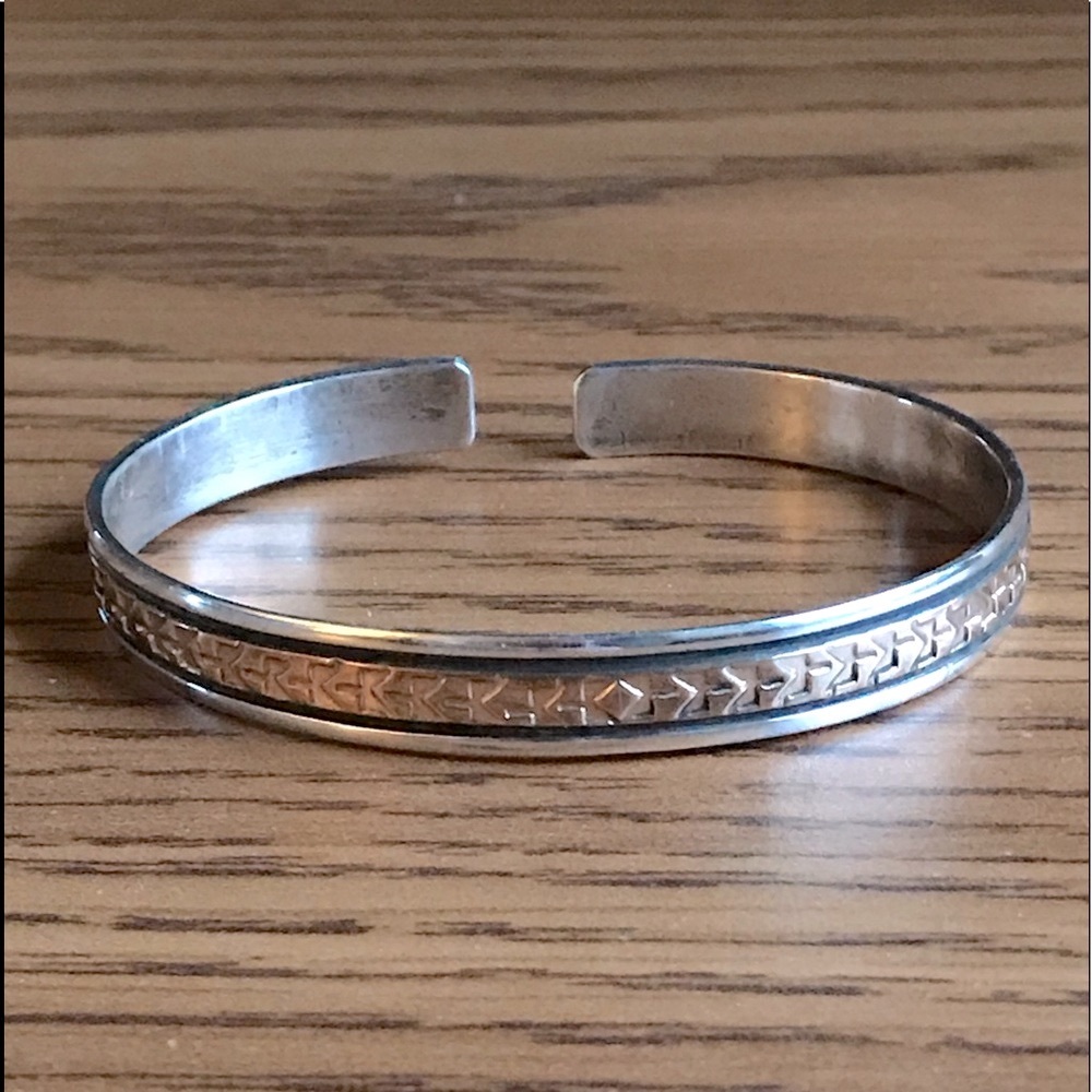 925 SS & Gold Cuff Bracelet